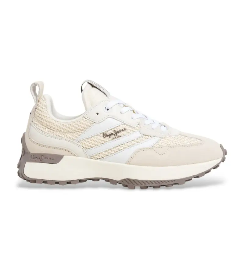 per donna PLS60041 Sneaker Lucky in pelle bianco sporco (40), Beige, Basso, Stringhe, Casual