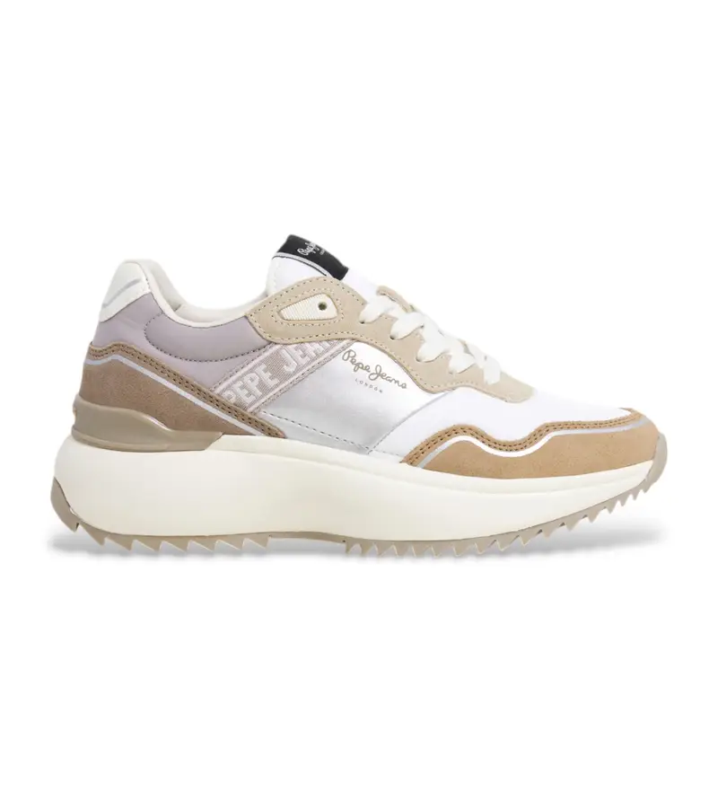 per donna PLS60042 Sneakers in pelle beige Kimi Glam (36), Basso, Camoscio, Stringhe, Casual