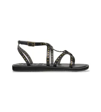 per donna PLS700017 Sandali neri Rio Stud (36), Nero, Basso, Fibbia, Casual Naturale