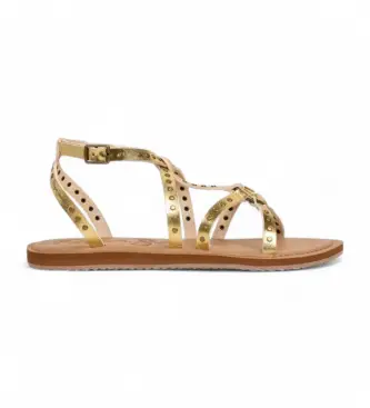 per donna PLS700017 Sandali Rio Studs dorati (36), Oro, Basso, Fibbia, Casual