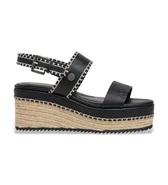 per donna PLS900005 Sandali neri Billie Log (36), Nero, 5 a 8cm, Fibbia, Casual Naturale