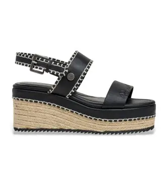 per donna PLS900005 Sandali neri Billie Log (41), Nero, 3 a 5cm, Fibbia, Casual Naturale