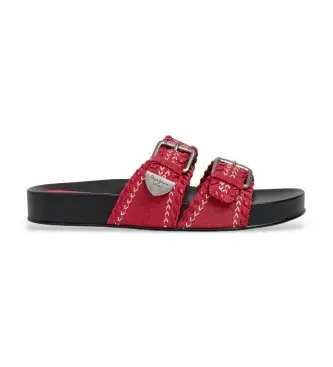 per donna PLS900006 Sandali etnici in pelle rossa Agnes (37), Rosso, Basso, Nessuno, Casual