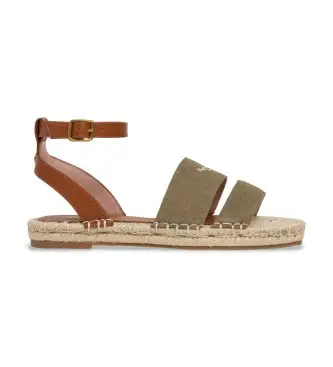 per donna PLS900010 Sandali in pelle verde kaki di Auri Street (37), Marrone, Basso, Fibbia, Casual