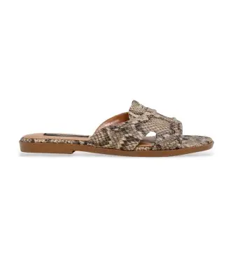 per donna PLS900018 Sandali beige Dyana Snake (37), Basso, 1 a 3 cm, Nessuno, Casual, Animal Print