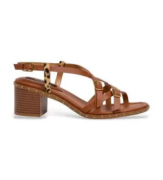 per donna PLS900021 Sandali con cinturini Carrie marroni (36), Marrone, 3 a 5cm, Fibbia, Casual