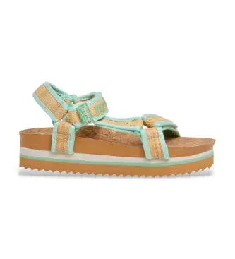 per donna PLS900027 Sandalo verde terra d'ombra (36), 3 a 5cm, Velcro, Casual