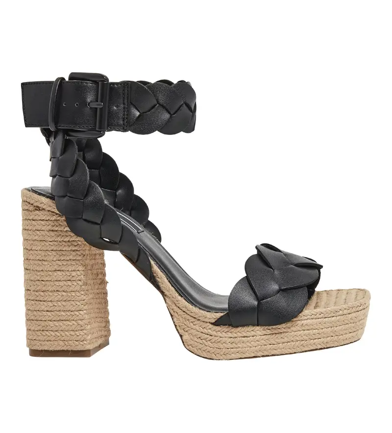 per donna PLS90652 Sandali neri Lenny Braid -Altezza tacco 10cm- (36), Nero, 8 a 10cm, Fibbia, Casual