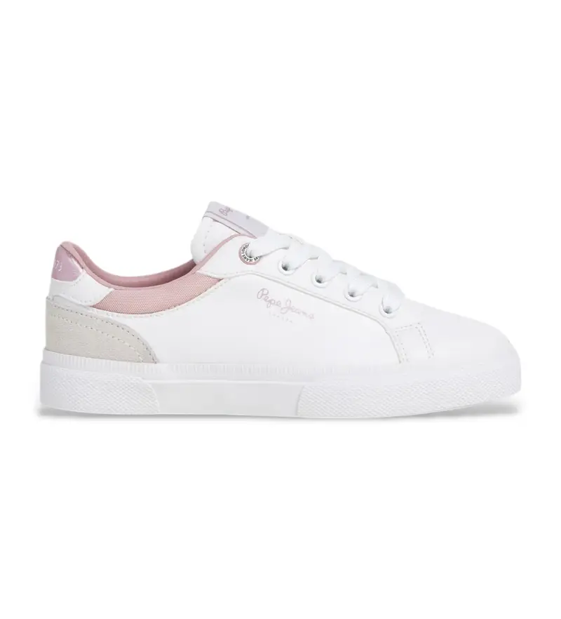 per donna/ragazza. PGS30617 Sneakers Kenton Court G in pelle bianca (32), Bianco, Basso, Camoscio, Stringhe, Casual, moda per bam