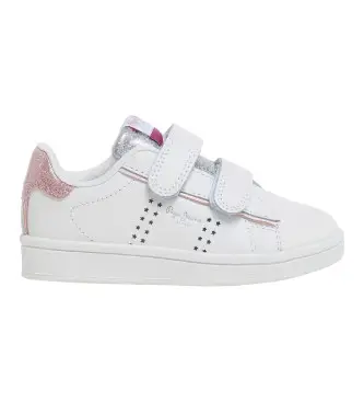 per ragazza PGS30601 Sneaker Player Night GK in pelle bianca (24), Bianco, Basso, Velcro, Casual, moda per bambini