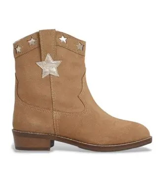 per ragazza PGS500010 Stivaletti in pelle marrone stile western (32), 1 a 3 cm, Cerniera, Casual, moda per bambini