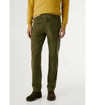 per uomo PM2100016 Pantaloni slim in velluto a coste verde a 5 tasche (38), Casual, Cotone