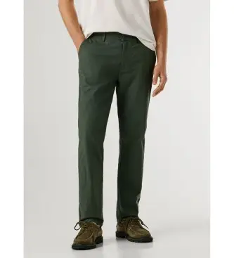 per uomo PM2100073 Pantaloni Chino in popeline slim fit, verde scuro (28), Casual, Cotone