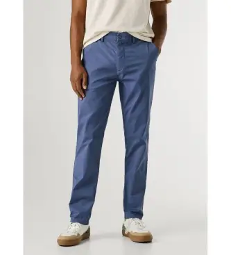 per uomo PM2100073 Pantaloni chino slim fit in popeline, blu (29), Casual, Cotone