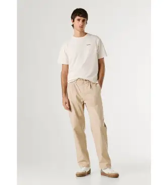 per uomo PM2100076 Pantaloni larghi e rilassati in popeline (30), Beige, Casual, Cotone