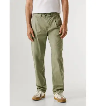 per uomo PM2100076 Pantaloni verdi in popeline larghi e rilassati (32), Casual, Verde, Cotone
