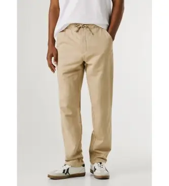per uomo PM2100080 Pantaloni chino in lino beige comodi e comodi (30), Casual, Cotone