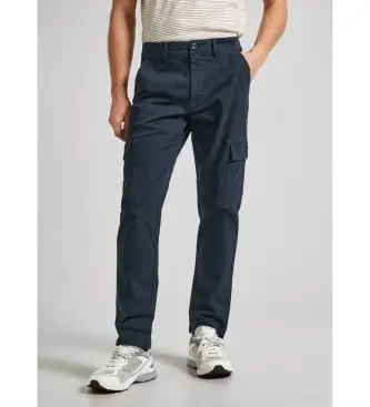 per uomo PM211641 Pantaloni cargo slim blu scuro (30), Casual, Cotone, Sostenibile, Navy