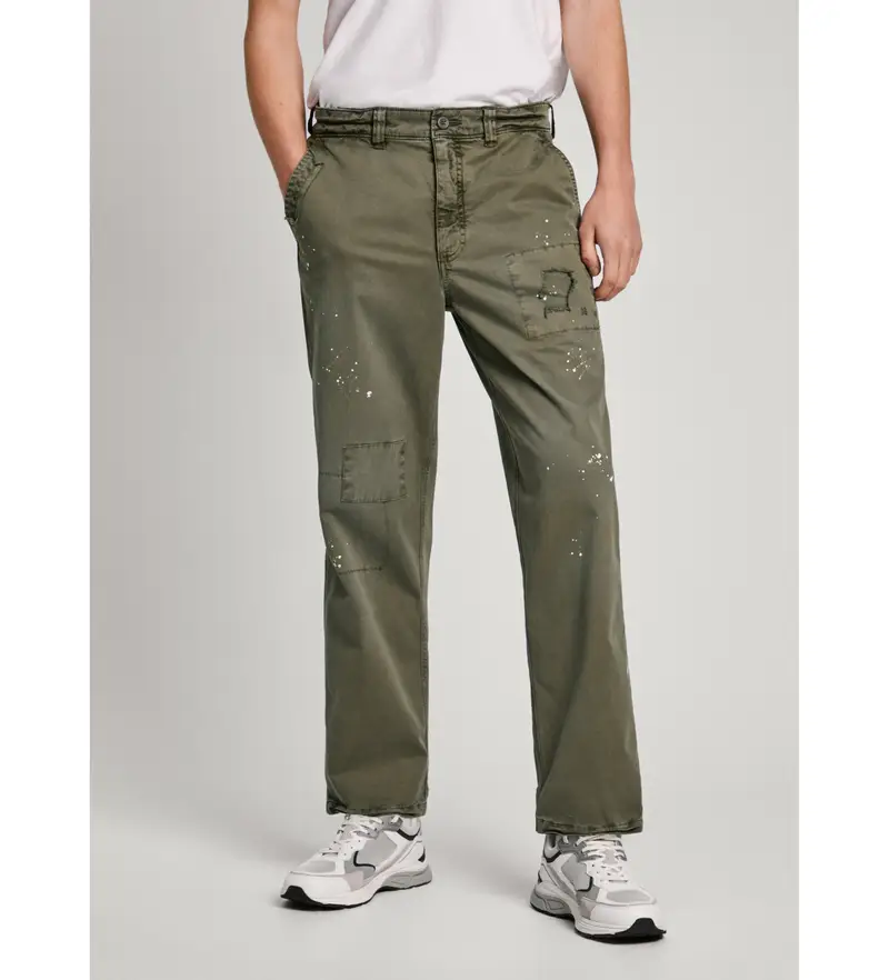 per uomo. PM211787 Pantaloni rilassati in difficoltà verdi (28), Casual, Verde, Cotone