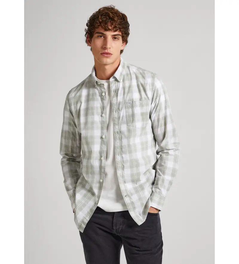 per uomo PM308268 Camicia Parker verde (S), Casual, Cotone, Manica lunga, Sostenibile