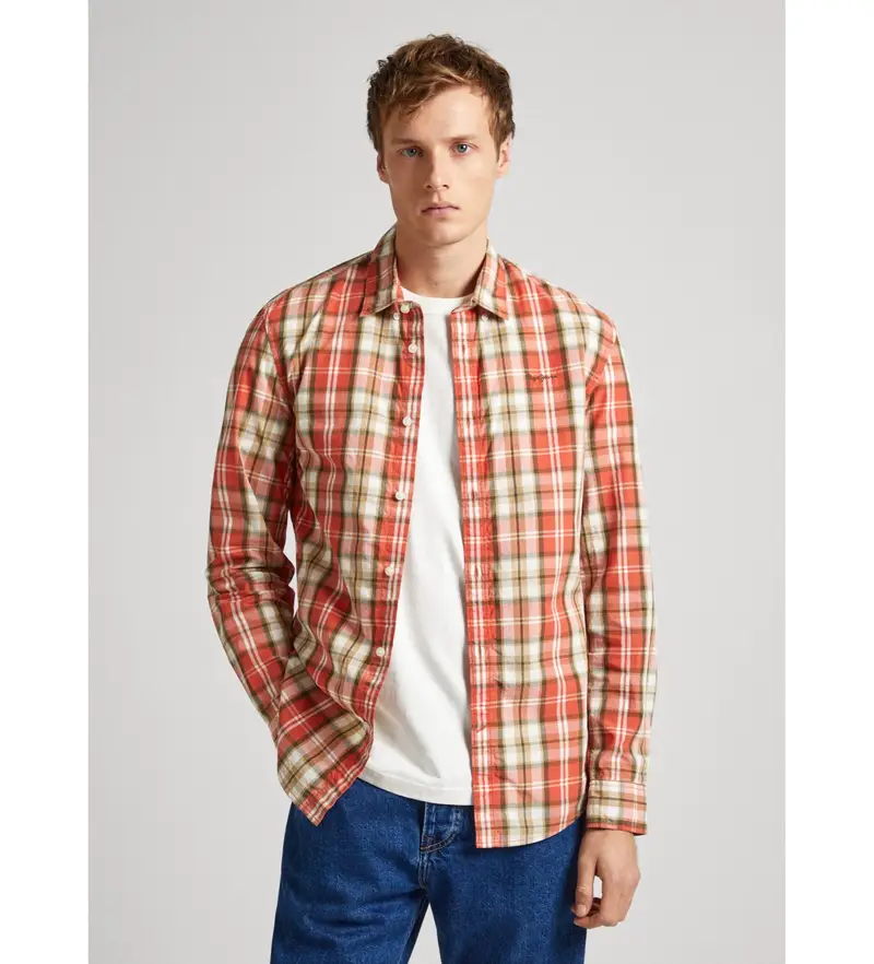 per uomo PM308283 Camicia Peterson arancione (S), Casual, Cotone, Manica lunga