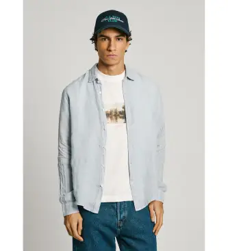 per uomo PM308844 Camicia blu Arnau (S), Casual, Lino, Manica lunga