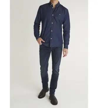 per uomo PM3090016C2 Camicia classica slim blu navy (S), Casual, Cotone, Manica lunga
