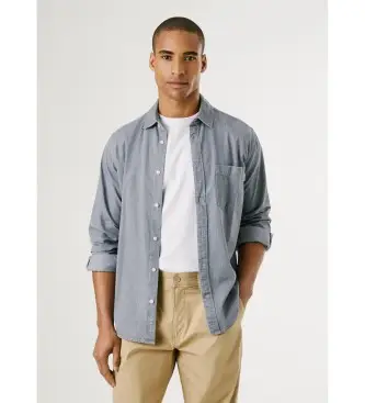 per uomo PM3090018C0 Camicia grigia classica slim (S), Casual, Grigio, Cotone, Manica lunga