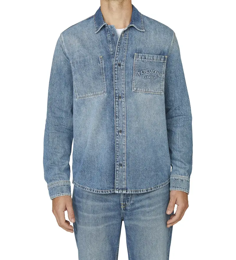 per uomo PM309081 Camicia Weston blu (L), Casual, Cotone, Manica lunga