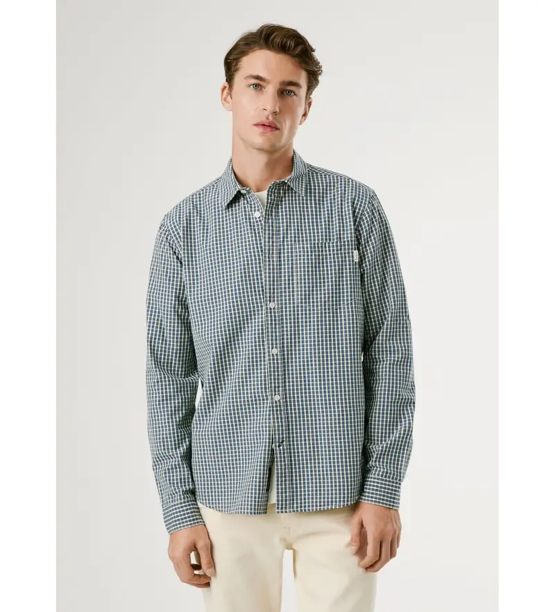 per uomo PM3090841 Camicia blu navy Colton (L), Casual, Cotone, Manica lunga