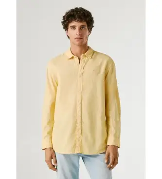 per uomo PM3091192 Camicia gialla Payton (L), Casual, Giallo, Lino, Manica lunga