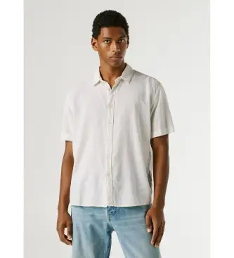 per uomo PM3091193 Camicia bianca di Percy (L), Bianco, Casual, Lino, Manica corta