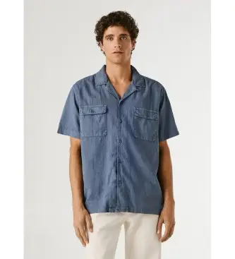 per uomo PM3091196 Camicia blu navy di Paolo (L), Casual, Lino, Manica corta