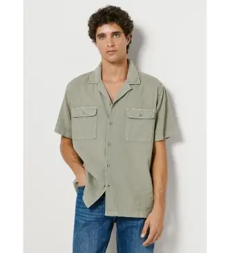 per uomo PM3091196 camicia verde Paulo (L), Casual, Lino, Manica corta