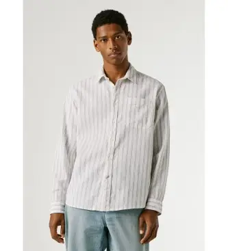 per uomo PM3091197 Camicia color bianco sporco Phountain (L), Casual, Lino, Manica lunga