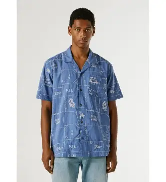 per uomo PM3091207 Camicia blu Perto (L), Casual, Cotone, Manica corta, Navy