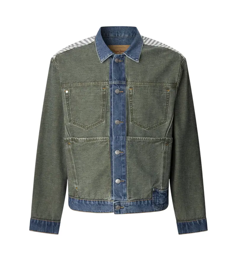 per uomo PM403155 Giacca reversibile W11 blu, verde (L), Casual, Cotone, Denim, Sostenibile
