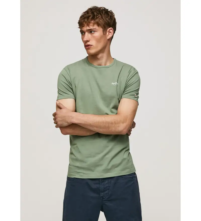 per uomo. PM508212 Maglietta originale Basic 3 verde (M), Casual, Manica corta, Cotone biologico, Sostenibile