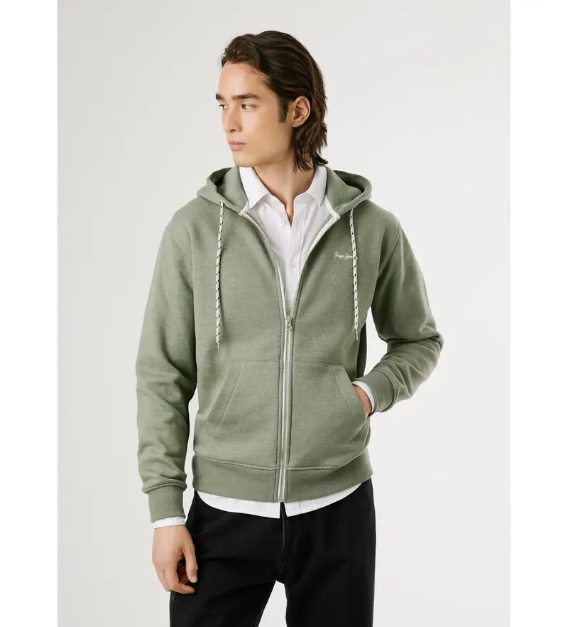 per uomo. PM5800017 Felpa con zip verde mélange Macbeth (XL), Casual, Poliestere