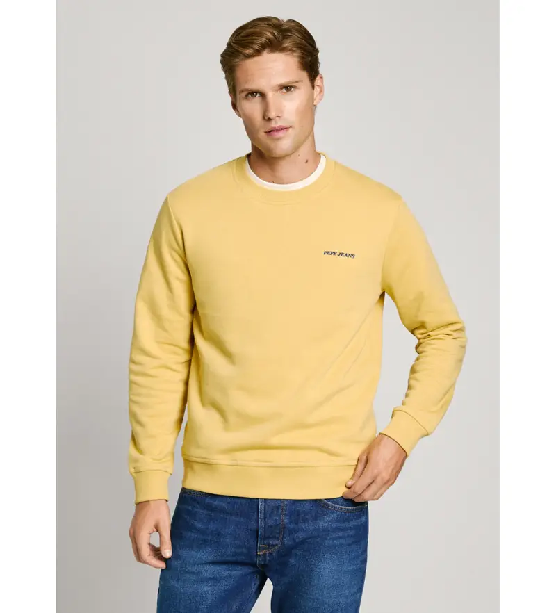 per uomo PM582754 Felpa gialla Damian Crew (L), Casual, Giallo, Cotone, Sostenibile