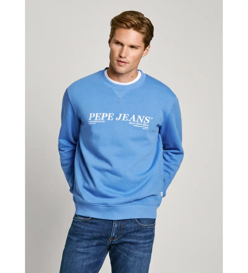 per uomo PM582756 Felpa blu Dylan Crew (L), Casual, Cotone, Sostenibile