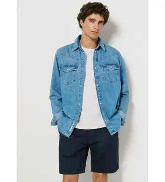 per uomo PM8000032 Pantaloncini eleganti blu navy in lino, vestibilità comoda (28), Casual, Cotone