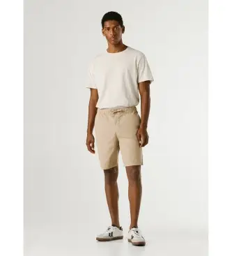 per uomo PM8000033 Pantaloncini comodi in popeline beige con elastico in vita (28), Casual, Cotone