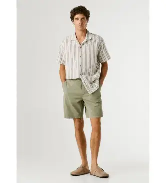 per uomo PM8000033 Pantaloncini in popeline verdi, comodi e facili da indossare (30), Casual, Verde, Cotone
