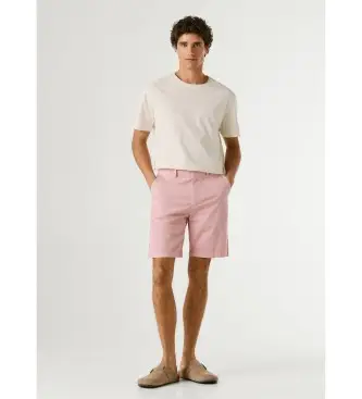 per uomo PM8000034 Pantaloncini chino rosa a gamba dritta (28), Casual, Cotone