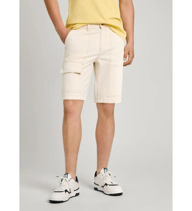 per uomo PM801121 Pantaloncini utility rilassati Colore bianco (33), Casual, Cotone