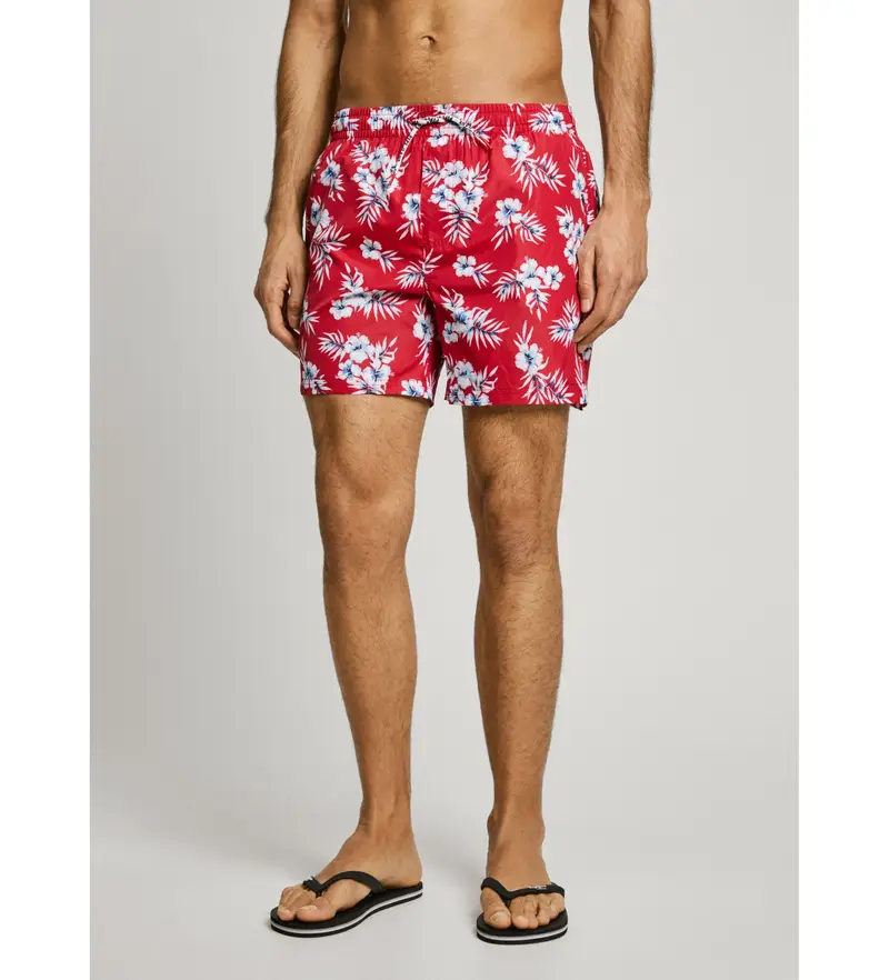 per uomo. PMB10406 Costume da bagno rosso Hibiscus (L), Beachwear, Polister riciclato, Sostenibile