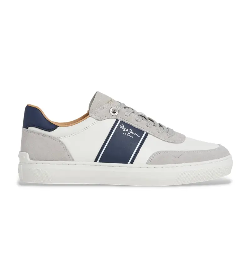 per uomo. PMS000007 Sneakers in pelle bianca della serie Camsem (45), Bianco, Basso, Stringhe, Casual