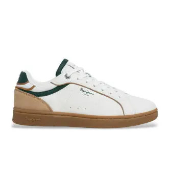 per uomo PMS000042 Sneakers Clay Class, bianche e verdi (42), Pelle, Bianco, Basso, Stringhe, Casual