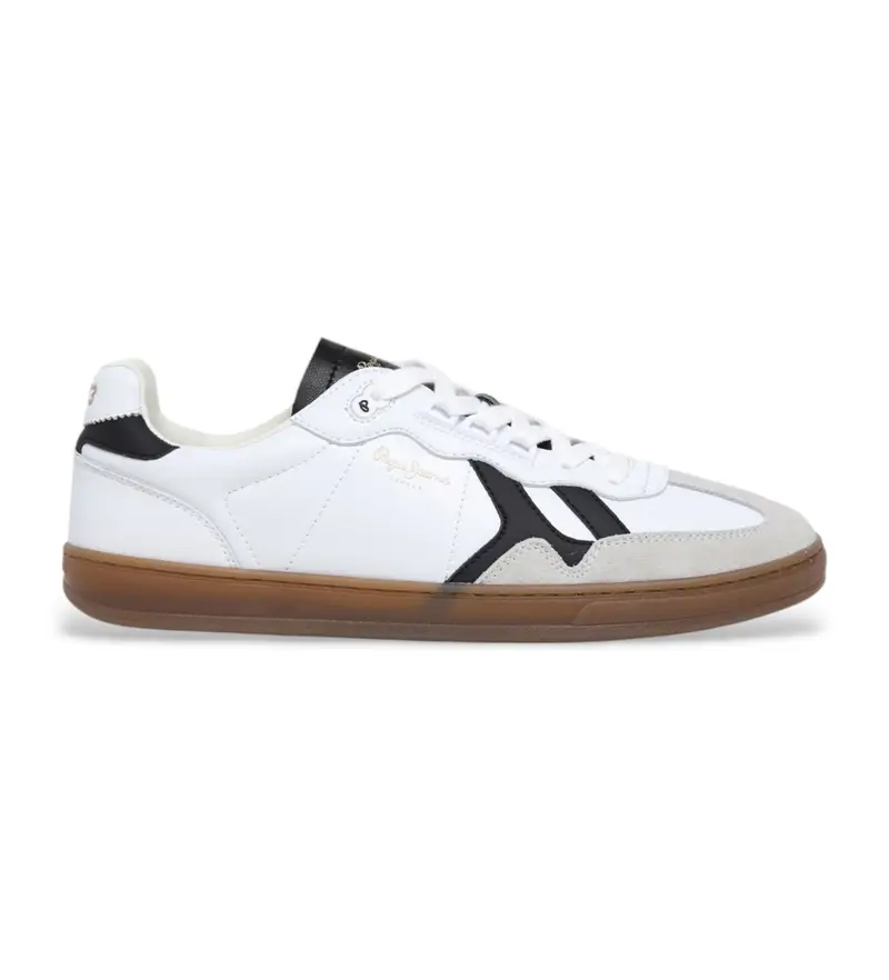 per uomo. PMS00042 Sneakers Ball Class in pelle bianca (40), Bianco, Basso, Stringhe, Casual